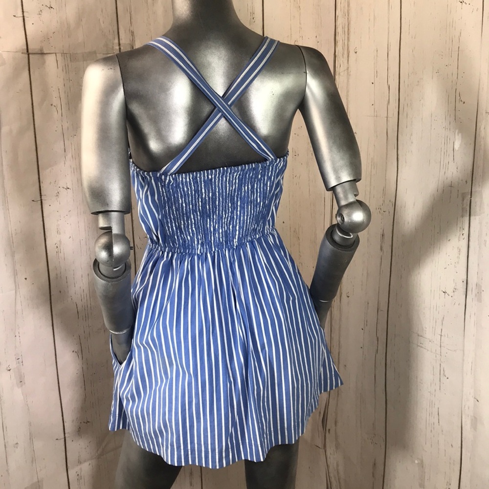 A&F Blue Pinstriped Bustier Summer Sun Dress - Picture 6 of 8